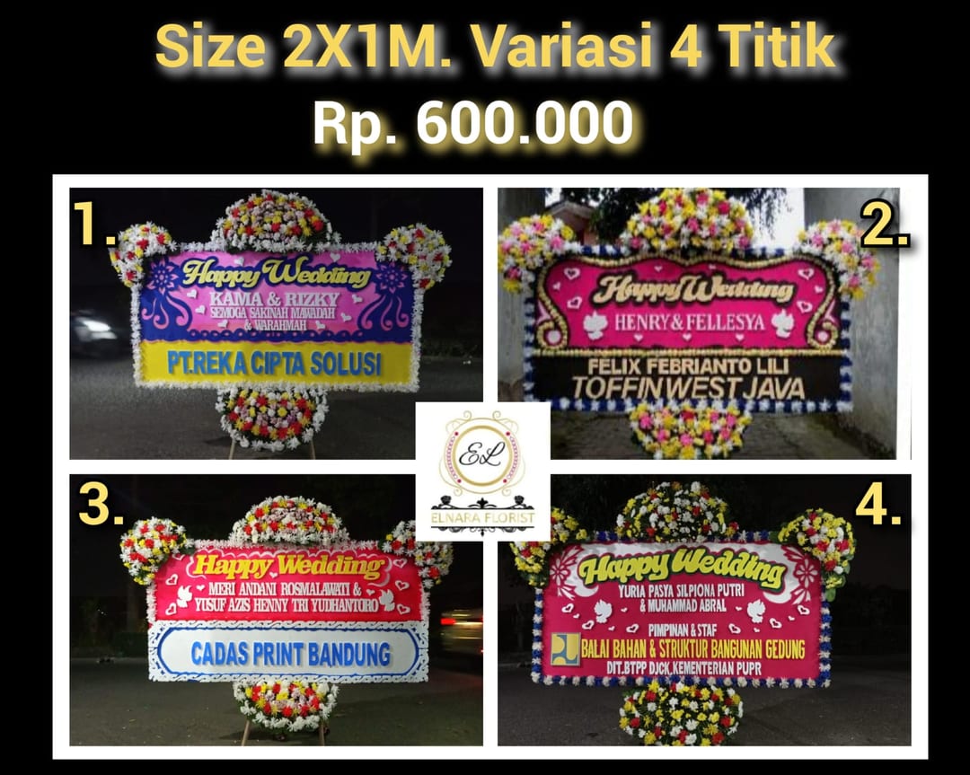 Bunga Papan Happy Wedding (Size 2X1M)